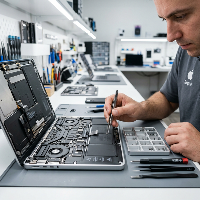 MacBook Reparatur offenes Gerät und Logic Board